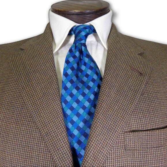 Hart Shaffner Marx Black Taupe Brown Wool Sport Coat 42 42R - Picture 1 of 5